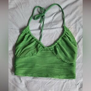 Green tie crop top
